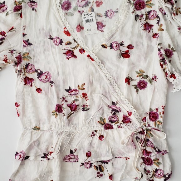 AMERICAN RAG Puff Sleeve Wrap Floral Top - Picture 4 of 9